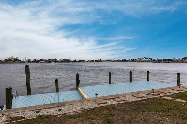 view of dock featuring a water view