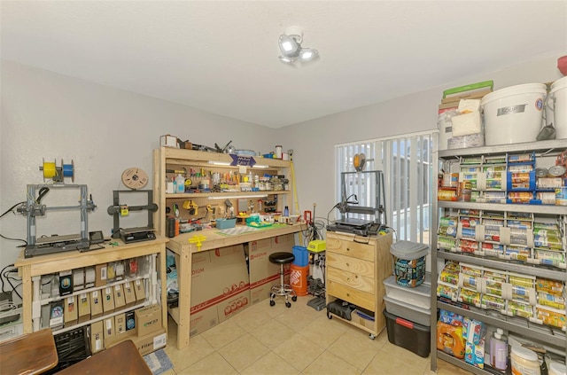 interior space with tile patterned floors