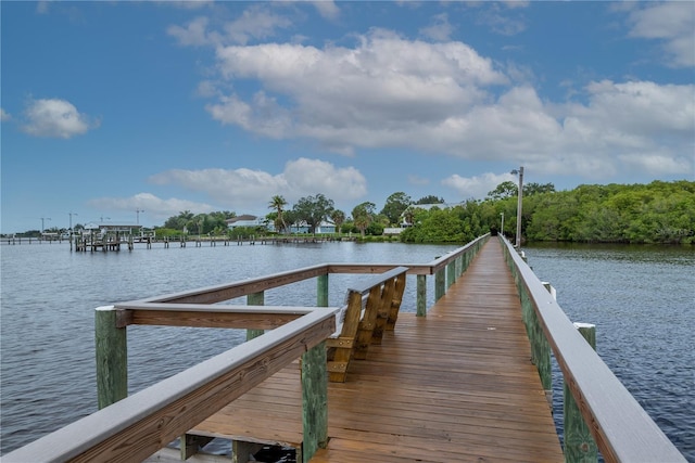 dock area featuring a water view