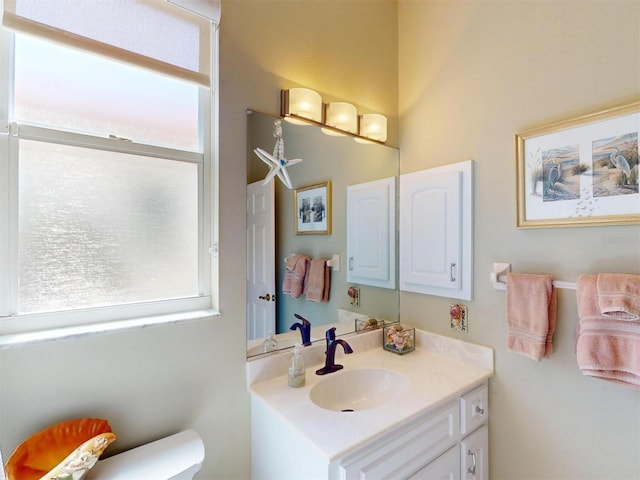 bathroom with toilet and vanity