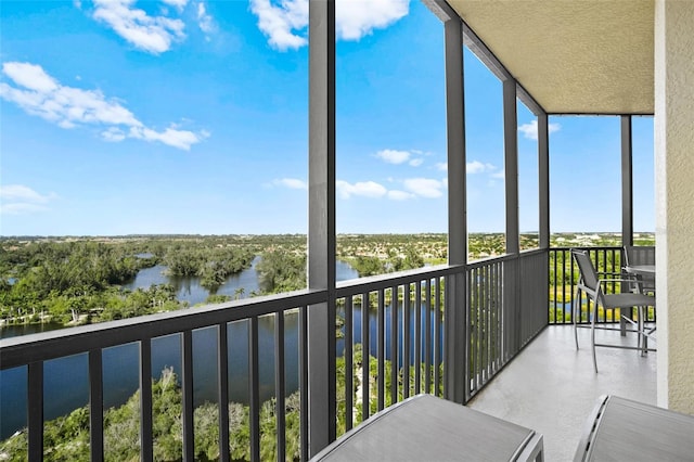 balcony with a water view