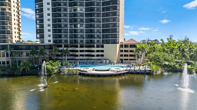 view of property with a water view