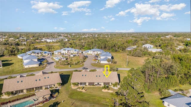 aerial view with a residential view