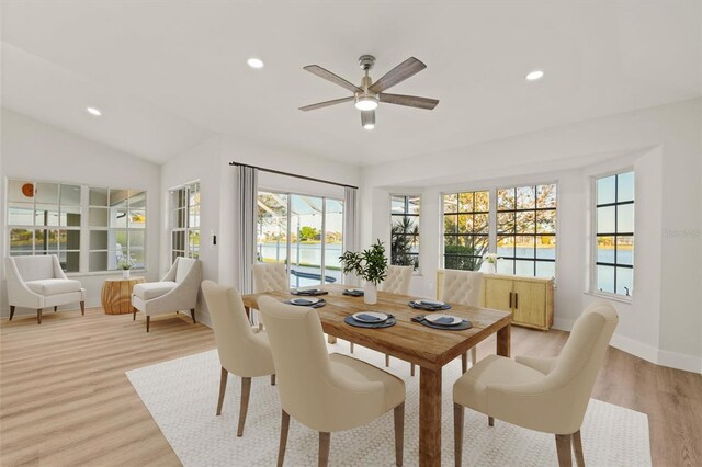 12800 SW Pembroke Cir N, Lake Suzy, FL 34269 - dining space featuring a ceiling fan, light wood finished floors, recessed lighting, and baseboards
