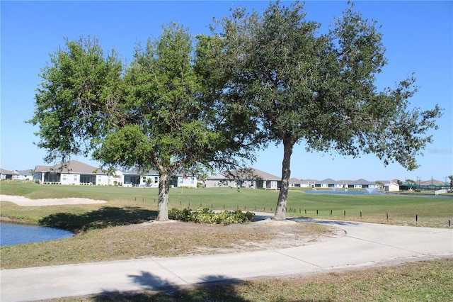 view of community featuring a residential view and a lawn