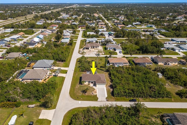 aerial view with a residential view