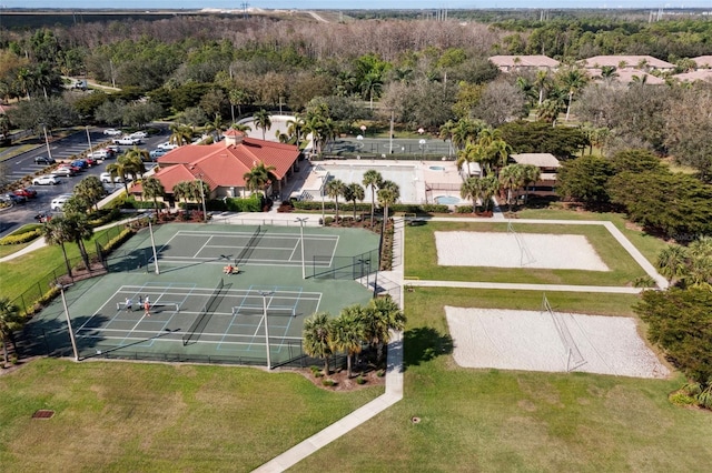 aerial view featuring a view of trees