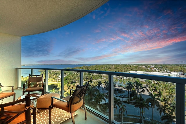 balcony with a water view