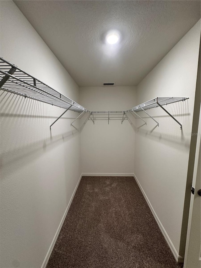 spacious closet with visible vents and carpet