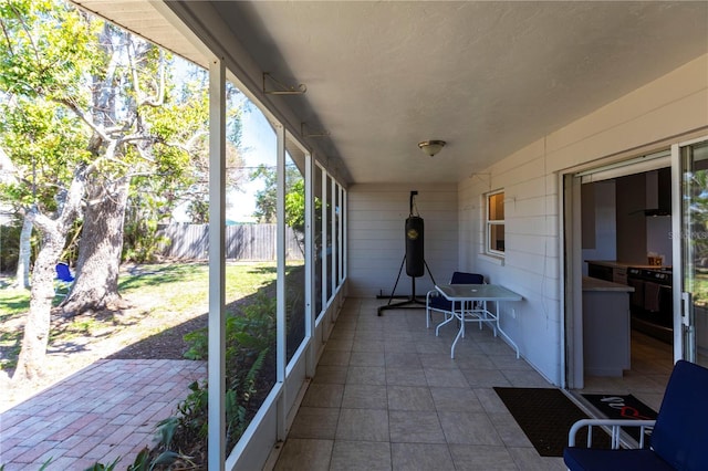 view of unfurnished sunroom