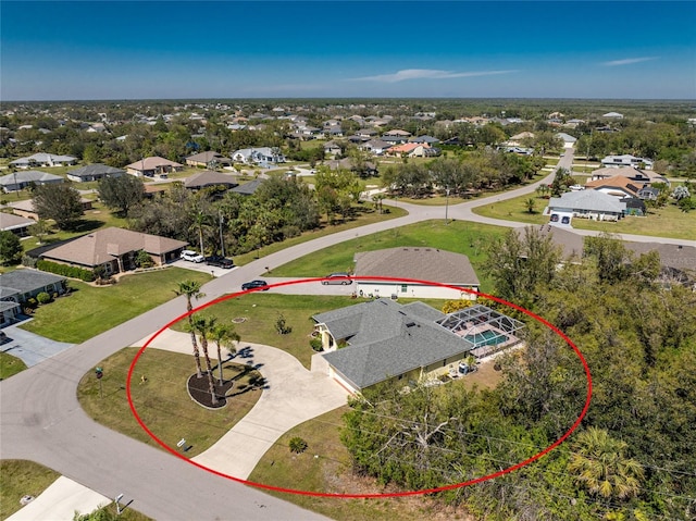 bird's eye view with a residential view