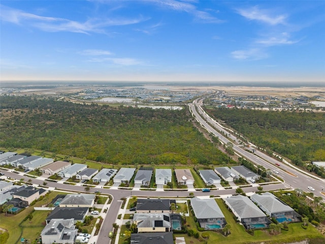 drone / aerial view with a residential view