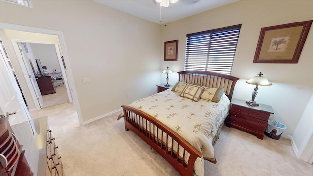 569 Royal Poinciana, Punta Gorda, FL 33955 - bedroom with visible vents, light colored carpet, a ceiling fan, and baseboards