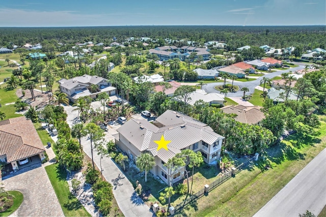 birds eye view of property with a residential view