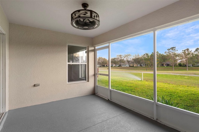 view of unfurnished sunroom