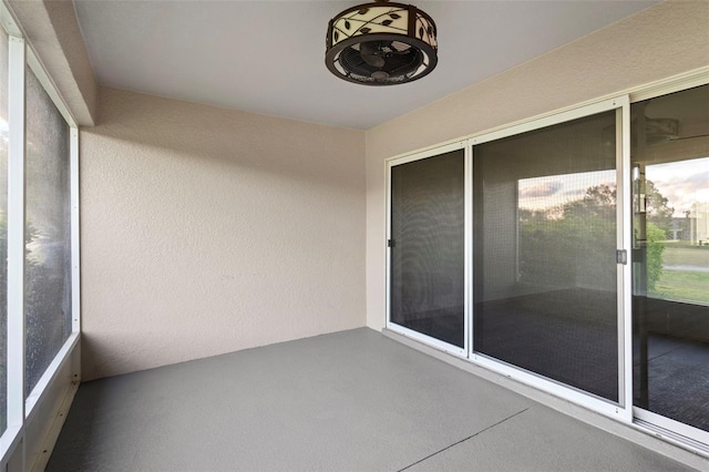 view of unfurnished sunroom