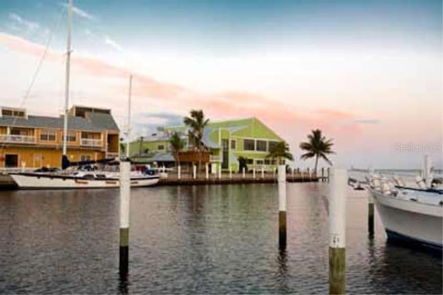 view of dock featuring a water view