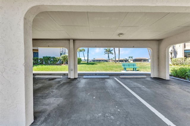 view of covered parking lot