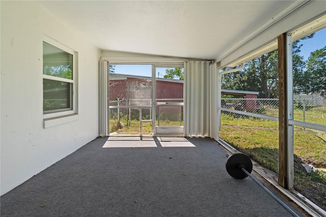 view of unfurnished sunroom