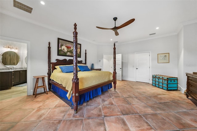1111 San Mateo Dr, Punta Gorda, FL 33950 - bedroom with visible vents, recessed lighting, and crown molding