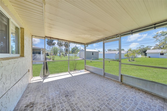 view of unfurnished sunroom