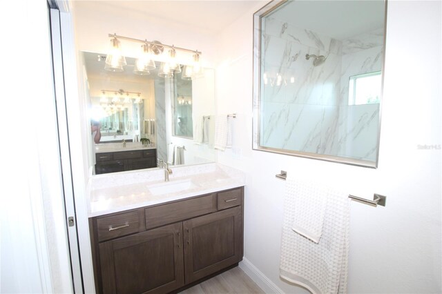 9529 Calumet Blvd, Port Charlotte, FL 33981 - full bathroom with vanity, a chandelier, and a shower