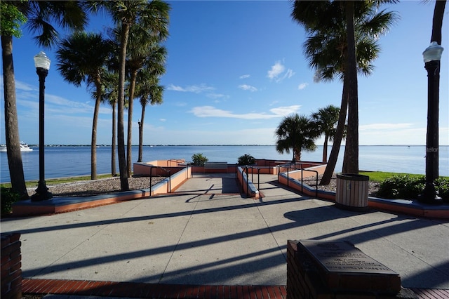 property view of water featuring a boat dock