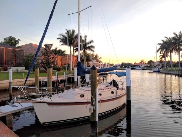 view of dock featuring a water view