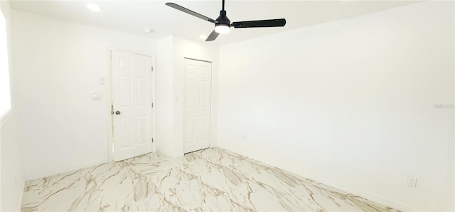 3372 Elkcam Blvd, Port Charlotte, FL 33952 - spare room featuring recessed lighting, baseboards, marble finish floor, and a ceiling fan