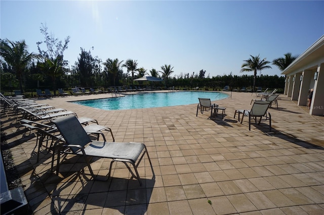 community pool with a patio