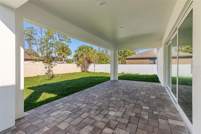 view of patio featuring a fenced backyard