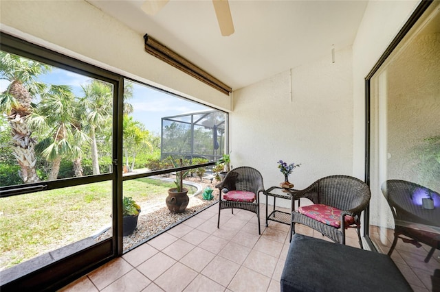 5036 San Rocco Ct, Punta Gorda, FL 33950 - sunroom / solarium featuring a ceiling fan