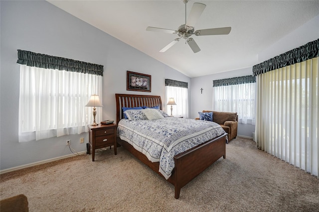 5036 San Rocco Ct, Punta Gorda, FL 33950 - carpeted bedroom with lofted ceiling and a ceiling fan