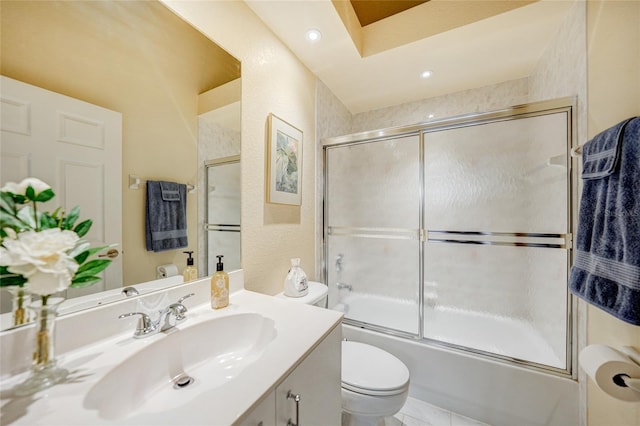 5036 San Rocco Ct, Punta Gorda, FL 33950 - full bathroom featuring vanity, toilet, recessed lighting, and shower / bath combination with glass door