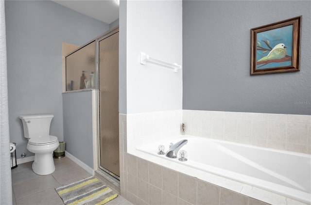 1701 Lastingham Ln, Port Charlotte, FL 33980 - bathroom featuring tile patterned floors, toilet, a bath, and a shower stall