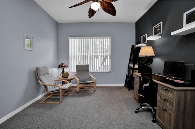 1701 Lastingham Ln, Port Charlotte, FL 33980 - office area with baseboards, carpet floors, and ceiling fan