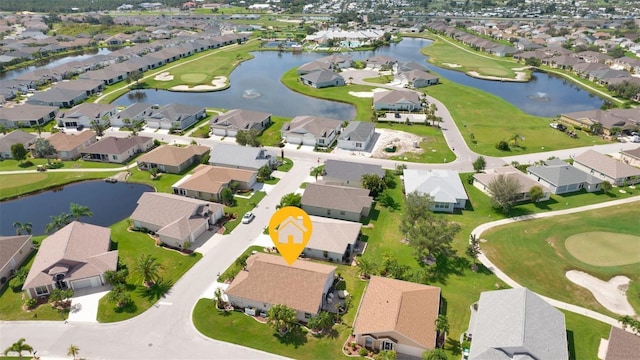 1701 Lastingham Ln, Port Charlotte, FL 33980 - bird's eye view featuring view of golf course, a residential view, and a water view
