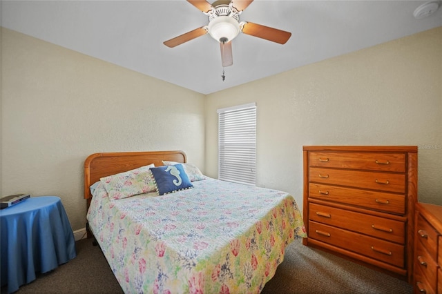 carpeted bedroom with a ceiling fan