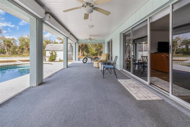 535 Ramblewood St, Port Charlotte, FL 33953 - view of patio / terrace featuring an outdoor pool and ceiling fan