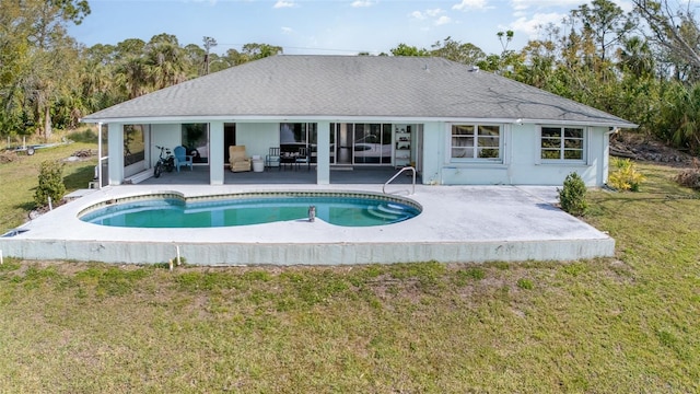 535 Ramblewood St, Port Charlotte, FL 33953 - rear view of property with a patio, a yard, and an outdoor pool