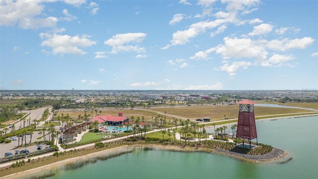 bird's eye view featuring a water view