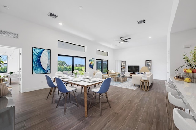 24259 Peppercorn Rd, Punta Gorda, FL 33955 - dining area featuring visible vents, recessed lighting, and wood tiled floor