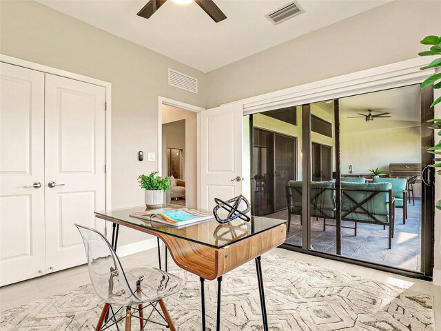 24259 Peppercorn Rd, Punta Gorda, FL 33955 - office space with a ceiling fan, visible vents, french doors, and baseboards