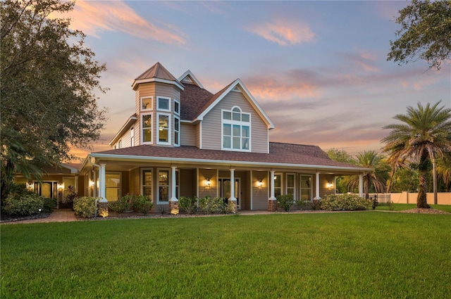 9990 SW Peace River St, Arcadia, FL 34269 - view of front of house with a lawn, a porch, and roof with shingles