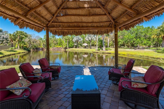 9990 SW Peace River St, Arcadia, FL 34269 - view of patio / terrace with a gazebo, a water view, and view of wooded area