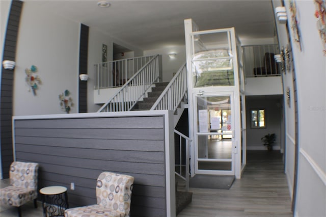 21320 Brinson Ave Unit 212, Port Charlotte, FL 33952 - staircase with a high ceiling and wood finished floors