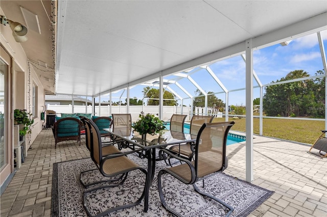 4168 Harbor Blvd, Port Charlotte, FL 33952 - view of patio / terrace with glass enclosure, a fenced in pool, and fence