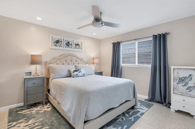 280 Belvedere Ct, Punta Gorda, FL 33950 - bedroom with baseboards, recessed lighting, carpet flooring, and ceiling fan