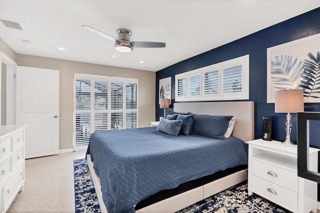280 Belvedere Ct, Punta Gorda, FL 33950 - bedroom featuring visible vents, ceiling fan, recessed lighting, and baseboards