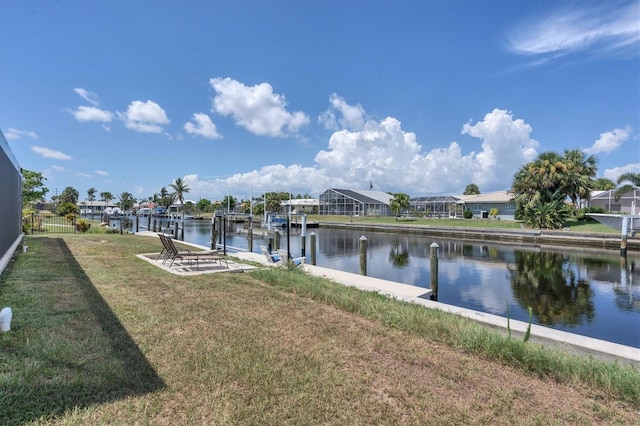 280 Belvedere Ct, Punta Gorda, FL 33950 - dock area featuring a yard, a residential view, and a water view